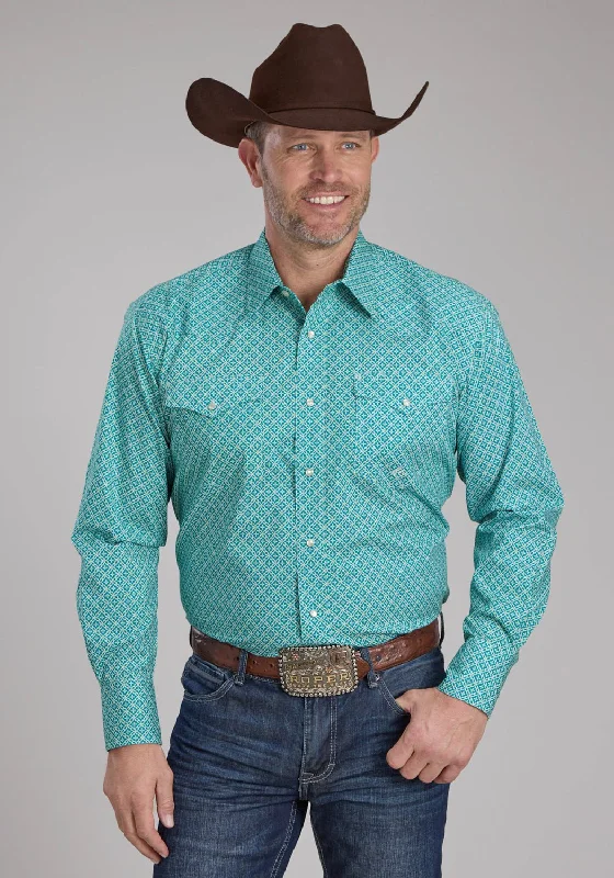 Plus Size Men's Plaid Flannel Casual Shirts in Earth Tones for a Cozy Fall OutfitRoper Mens 2250 Four Point Foulard Turquoise Cotton Blend L/S Shirt Plus Size Men's Plaid Flannel Casual Shirts in Earth Tones for a Cozy Fall OutfitRoper Mens 2250 Four Point Foulard Turquoise Cotton Blend L/S Shirt