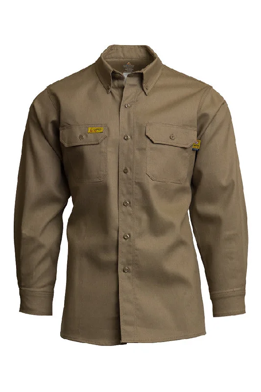 Men's Long - Line Oversized Casual Shirts in Dark Gray for a Relaxed and Modern LookFR Uniform Shirt | 6oz. 88/12 Blend | Khaki