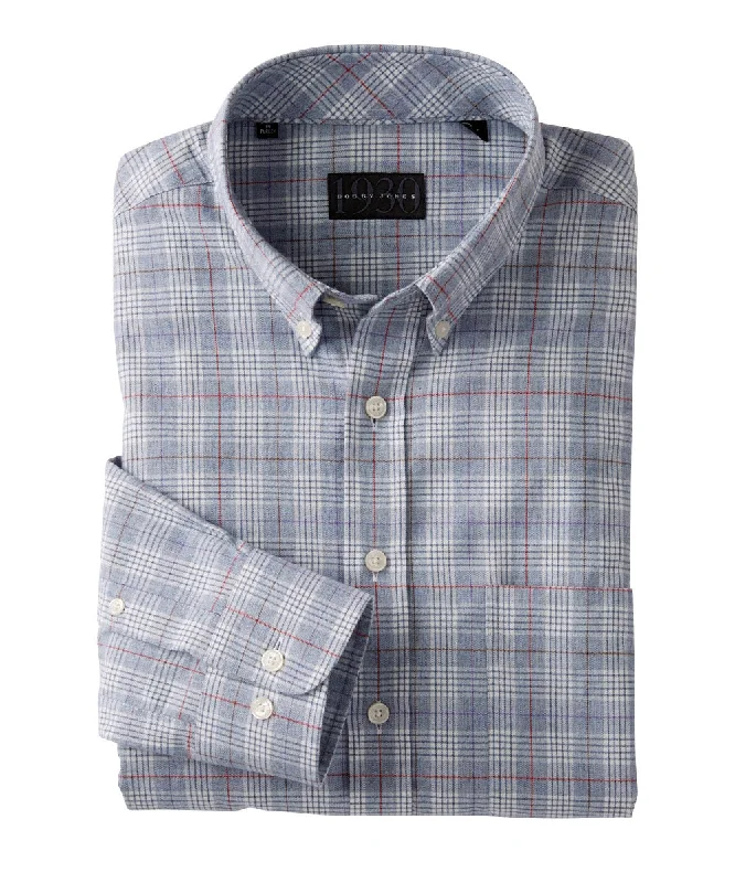 Men's Organic Cotton Casual Shirts with a Soft Handfeel for Everyday ComfortDeco Box Grid Brushed Cotton Long Sleeve Sport Shirt