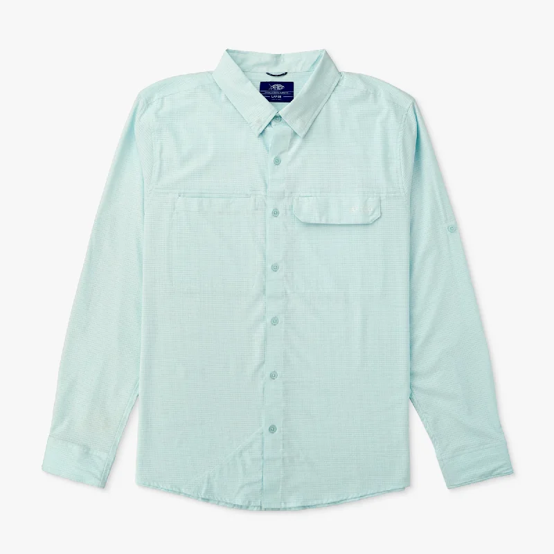 Men's Wrinkle - Resistant Polyester Blend Casual Shirts for Easy Travel and MaintenanceAir-O Mesh LS Button Down Shirt