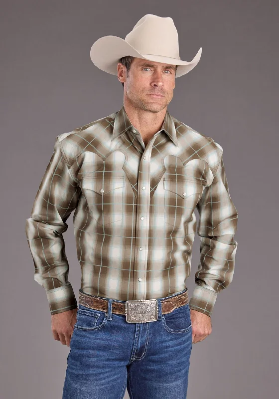Men's Shearling - Lined Collar Casual Shirts in Brown for a Rustic and Warm AppealStetson Mens Sandy Ombre Plaid Brown 100% Cotton L/S Shirt Men's Shearling - Lined Collar Casual Shirts in Brown for a Rustic and Warm AppealStetson Mens Sandy Ombre Plaid Brown 100% Cotton L/S Shirt