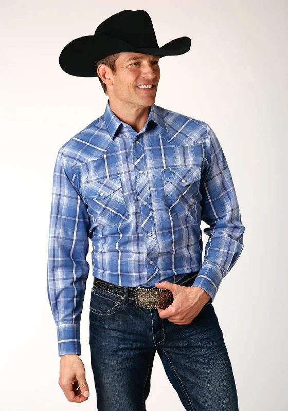 Men's Wrinkle - Resistant Polyester Blend Casual Shirts for Easy Travel and MaintenanceRoper Mens 1715 Tall Plaid Blue/Navy Cotton Blend L/S Shirt Men's Wrinkle - Resistant Polyester Blend Casual Shirts for Easy Travel and MaintenanceRoper Mens 1715 Tall Plaid Blue/Navy Cotton Blend L/S Shirt