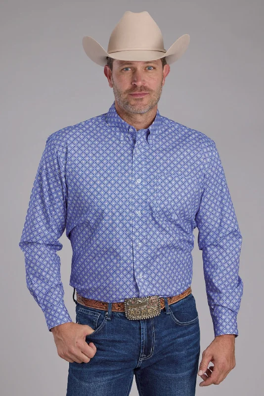 Men's Graphic - Printed Casual Shirts with Pop - Culture References for a Fun and Stylish LookRoper Mens 2385 Foulard Periwinkle 100% Cotton 1 Pkt L/S Shirt