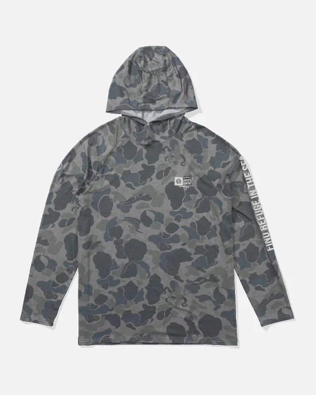 Men's Linen Blend Casual Shirts with Roll - Up Sleeves for a Summer Beach LookMariner Hood Tech Tee - Sand Camo