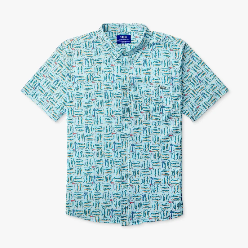 Men's Wrinkle - Resistant Polyester Blend Casual Shirts for Easy Travel and MaintenanceBoatbar SS Button Down Shirt | Celestial Men's Wrinkle - Resistant Polyester Blend Casual Shirts for Easy Travel and MaintenanceBoatbar SS Button Down Shirt | Celestial