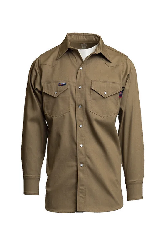 Men's Embroidered Detail Casual Shirts in Beige for a Touch of EleganceFR Western Shirt | 7oz. 100% Cotton | Khaki