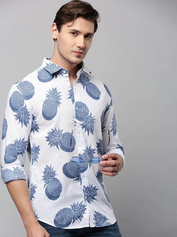 Men's Organic Cotton Casual Shirts with a Soft Handfeel for Everyday ComfortMen White Printed Casual Shirt Men's Organic Cotton Casual Shirts with a Soft Handfeel for Everyday ComfortMen White Printed Casual Shirt
