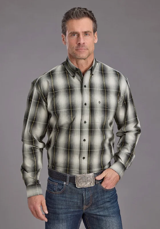 Men's Moisture - Wicking Performance Fabric Casual Shirts for Outdoor ActivitiesStetson Mens 2228 Coal Ombre Black 100% Cotton 1 Pkt L/S Shirt