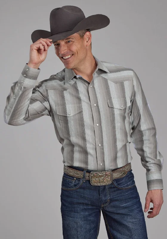 Men's Organic Cotton Casual Shirts with a Soft Handfeel for Everyday ComfortRoper Mens 2114 Stripe Grey Poly/Cotton Tall L/S Shirt Men's Organic Cotton Casual Shirts with a Soft Handfeel for Everyday ComfortRoper Mens 2114 Stripe Grey Poly/Cotton Tall L/S Shirt