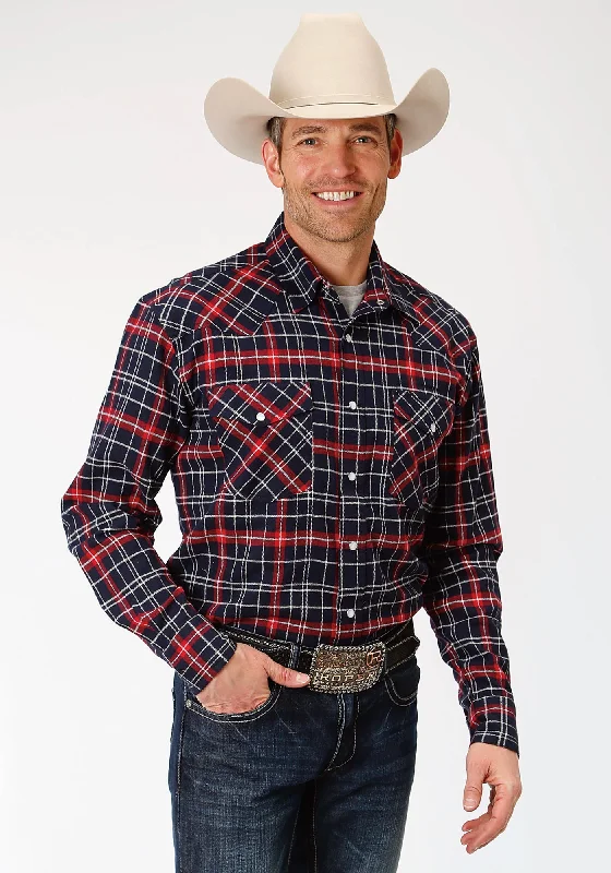 Men's Sustainable Recycled Material Casual Shirts for Eco - Conscious ConsumersRoper Mens Navy/Red 100% Cotton Plaid Flannel L/S Tall Shirt Men's Sustainable Recycled Material Casual Shirts for Eco - Conscious ConsumersRoper Mens Navy/Red 100% Cotton Plaid Flannel L/S Tall Shirt