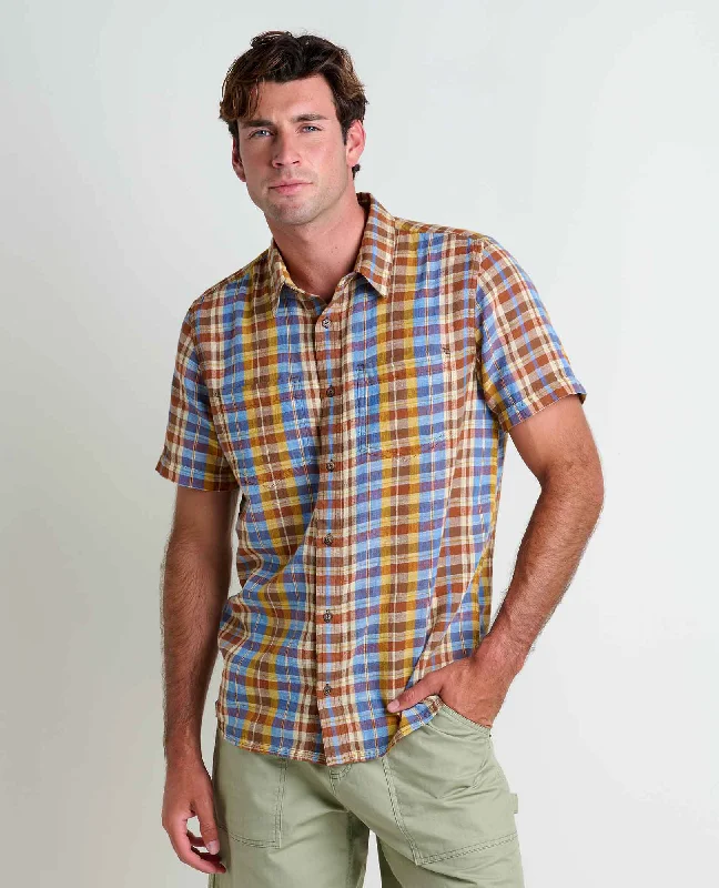 Plus Size Men's Striped Chambray Casual Shirts with a Spread Collar for a Preppy AppearanceSalton Short Sleeve Shirt