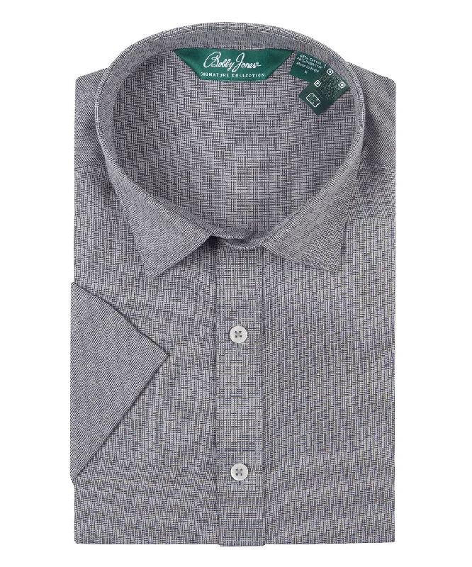 Men's Tailored Fit Checkered Casual Shirts in Multicolor for a Smart - Casual EnsembleSignature Lexington Basketweave Print Wrinkle Resistant Short Sleeve Sport Shirt Men's Tailored Fit Checkered Casual Shirts in Multicolor for a Smart - Casual EnsembleSignature Lexington Basketweave Print Wrinkle Resistant Short Sleeve Sport Shirt