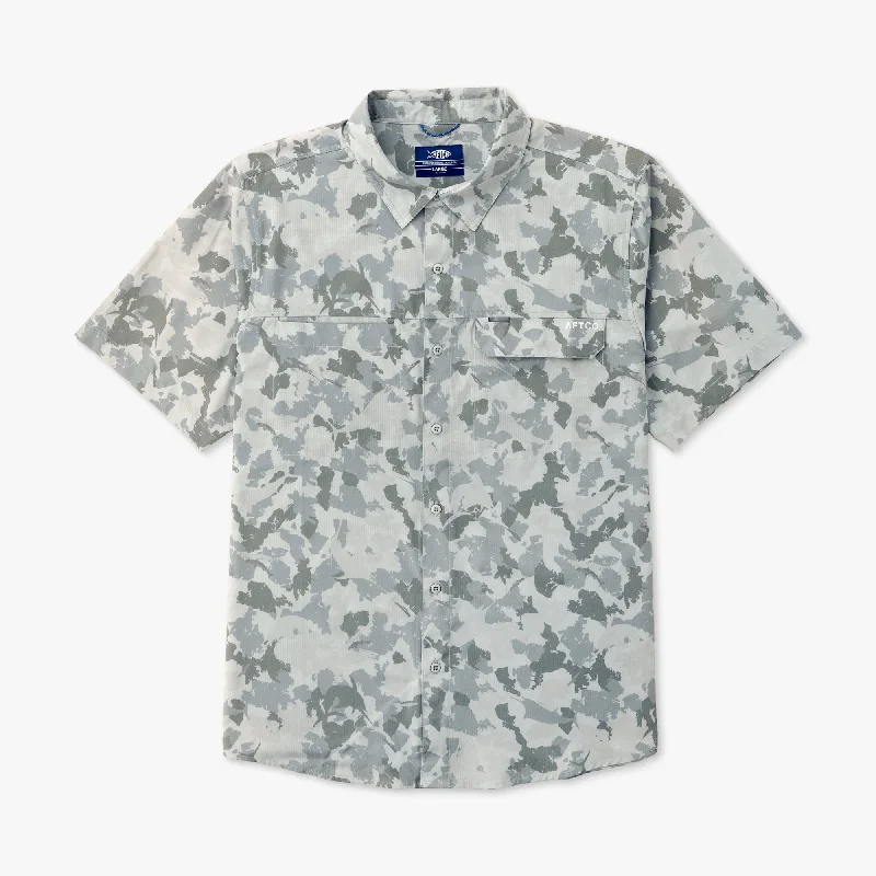 Men's Stretch - Fabric Casual Shirts in Navy Blue for a Comfortable and Flexible FitAir-O Mesh Printed SS Button Down Shirt Men's Stretch - Fabric Casual Shirts in Navy Blue for a Comfortable and Flexible FitAir-O Mesh Printed SS Button Down Shirt