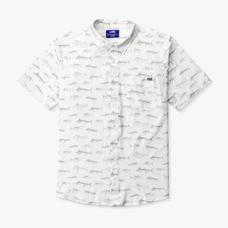 Men's Two - Tone Contrast Panel Casual Shirts in White and Navy for a Stylish and Eye - Catching DesignBoatbar SS Button Down Shirt | White Men's Two - Tone Contrast Panel Casual Shirts in White and Navy for a Stylish and Eye - Catching DesignBoatbar SS Button Down Shirt | White