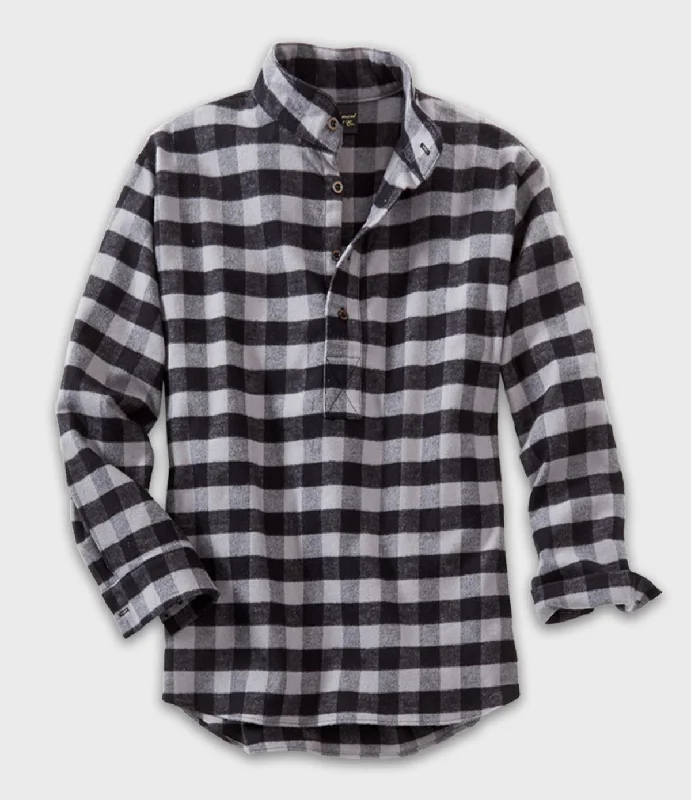 Men's Moisture - Wicking Performance Fabric Casual Shirts for Outdoor ActivitiesHenley Flannel Shirt - Gray Buffalo