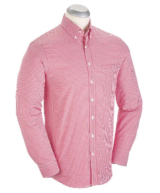 Plus Size Men's Striped Chambray Casual Shirts with a Spread Collar for a Preppy AppearanceSignature 100% Cotton Gingham Long Sleeve Sport Shirt
