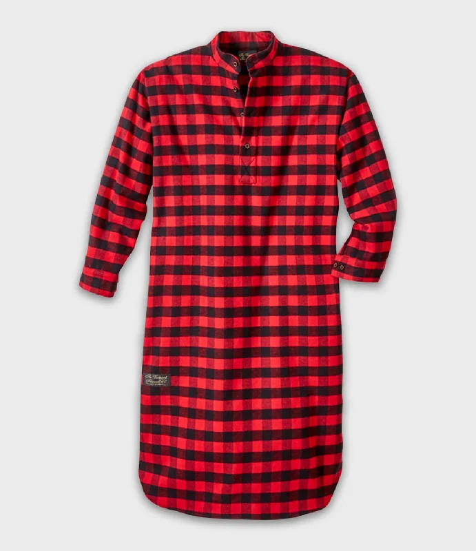 Plus Size Men's Striped Chambray Casual Shirts with a Spread Collar for a Preppy AppearanceLong Night Shirt - Red Buffalo Plus Size Men's Striped Chambray Casual Shirts with a Spread Collar for a Preppy AppearanceLong Night Shirt - Red Buffalo