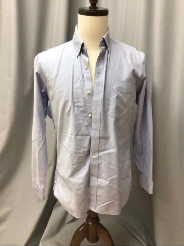 Men's Two - Tone Contrast Panel Casual Shirts in White and Navy for a Stylish and Eye - Catching DesignSIZE MEDIUM LANDS END Men's SHIRTS