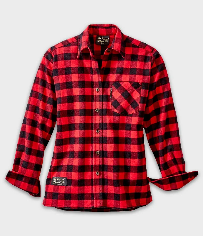 Men's Sustainable Recycled Material Casual Shirts for Eco - Conscious ConsumersWomen's Classic Flannel Shirt - Red Buffalo