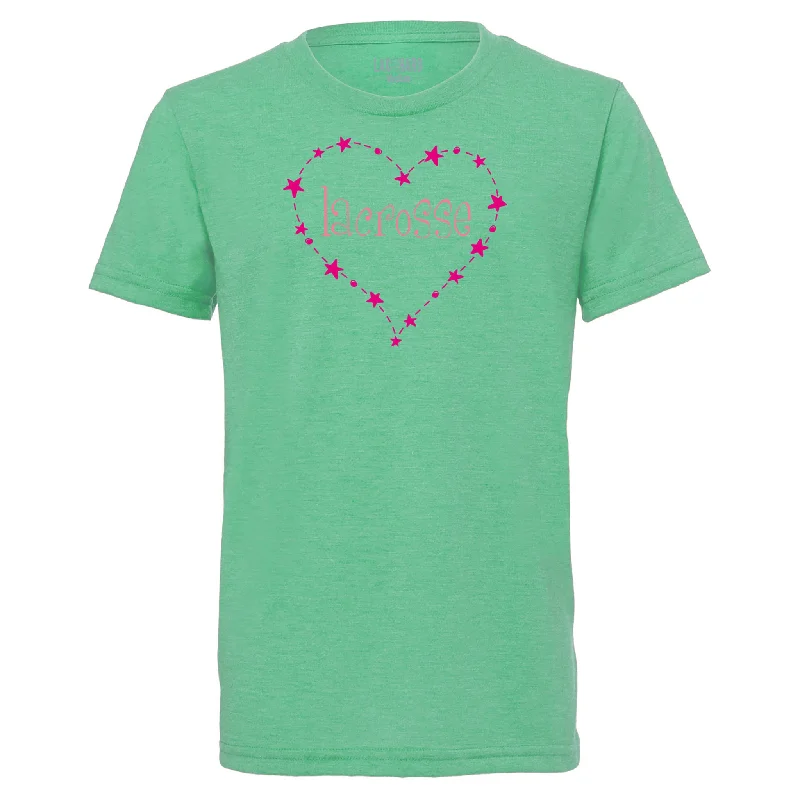 Men's Linen Blend Casual Shirts with Roll - Up Sleeves for a Summer Beach LookGirls LACROSSE Heart T-Shirt - Green
