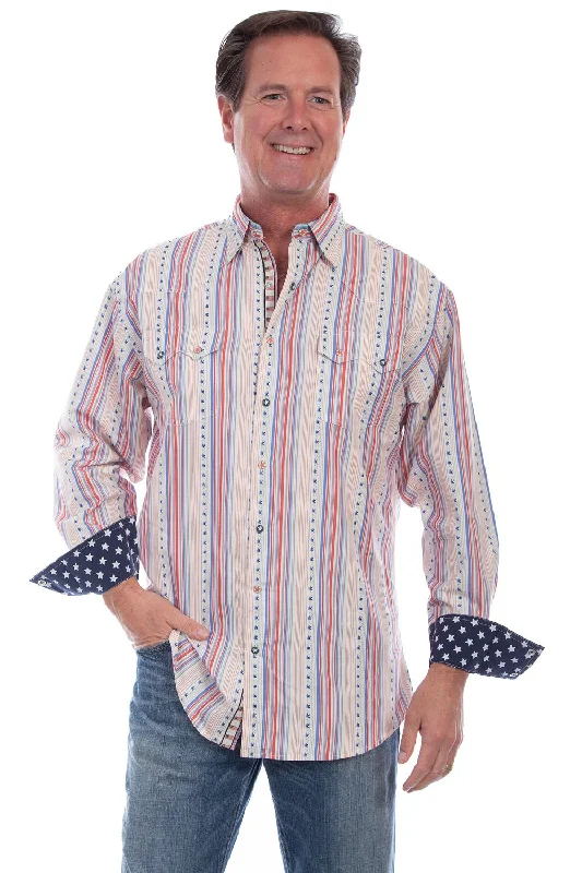 Men's Thermal - Lined Casual Shirts in Black for Added Warmth in Cold WeatherScully Mens Red/White/Blue 100% Cotton Signature Election L/S Shirt Men's Thermal - Lined Casual Shirts in Black for Added Warmth in Cold WeatherScully Mens Red/White/Blue 100% Cotton Signature Election L/S Shirt