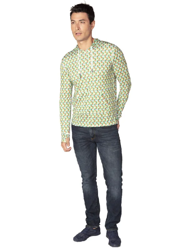 Men's Moisture - Wicking Performance Fabric Casual Shirts for Outdoor ActivitiesMen's Long Sleeve Hoodie printed in a chevron and pineapple pattern Men's Moisture - Wicking Performance Fabric Casual Shirts for Outdoor ActivitiesMen's Long Sleeve Hoodie printed in a chevron and pineapple pattern