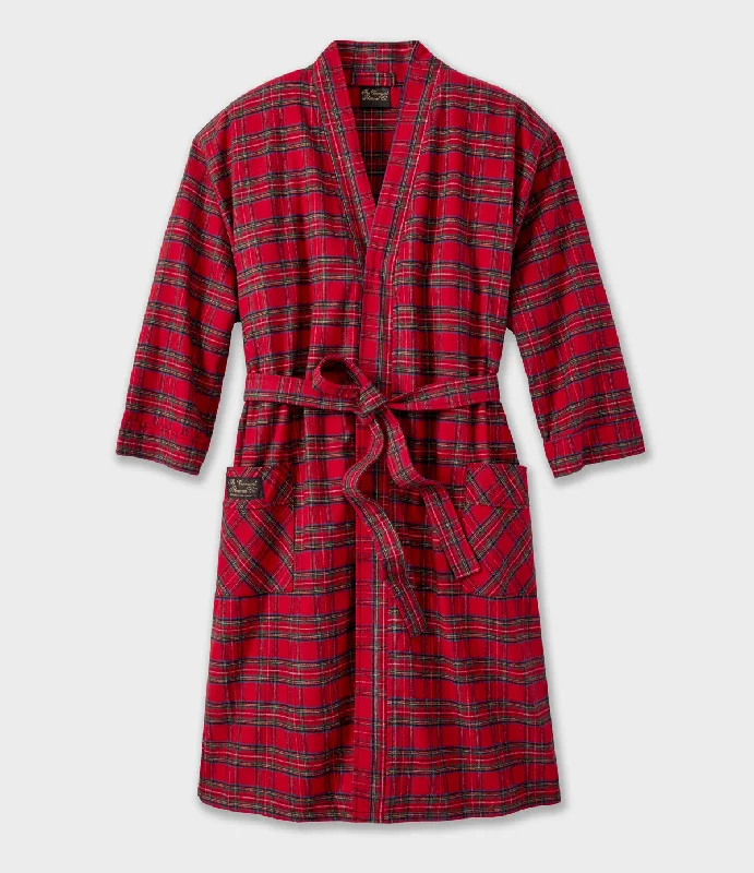 Men's Organic Cotton Casual Shirts with a Soft Handfeel for Everyday ComfortFlannel Robe - Royal Stewart Men's Organic Cotton Casual Shirts with a Soft Handfeel for Everyday ComfortFlannel Robe - Royal Stewart
