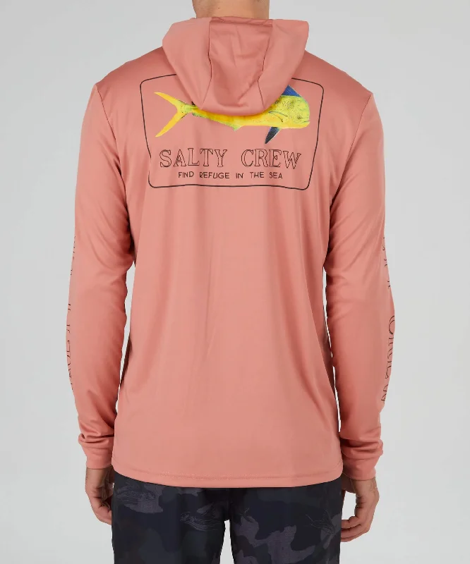 Men's Short - Sleeve Linen Casual Shirts in Light Khaki for a Breathable Summer OptionGolden Mahi Hood Sunshirt - Coral