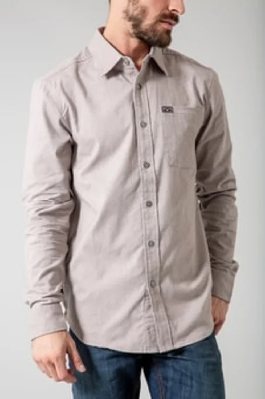 Men's Shearling - Lined Collar Casual Shirts in Brown for a Rustic and Warm AppealKimes Ranch Mens Cochise Grey Heather Cotton blend L/S Shirt