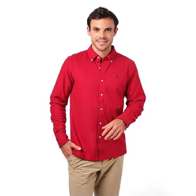 Men's Stretch - Fabric Casual Shirts in Navy Blue for a Comfortable and Flexible FitMen's Pique Button Down Shirt Men's Stretch - Fabric Casual Shirts in Navy Blue for a Comfortable and Flexible FitMen's Pique Button Down Shirt