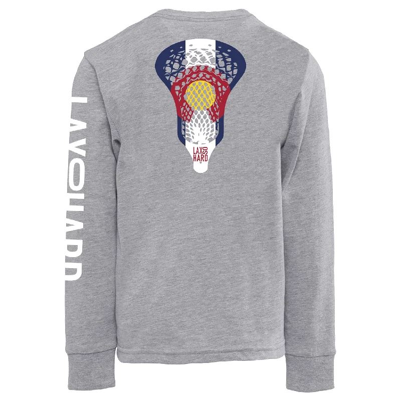 Men's Sustainable Recycled Material Casual Shirts for Eco - Conscious ConsumersBoys Colorado Lacrosse Long Sleeve T-Shirt
