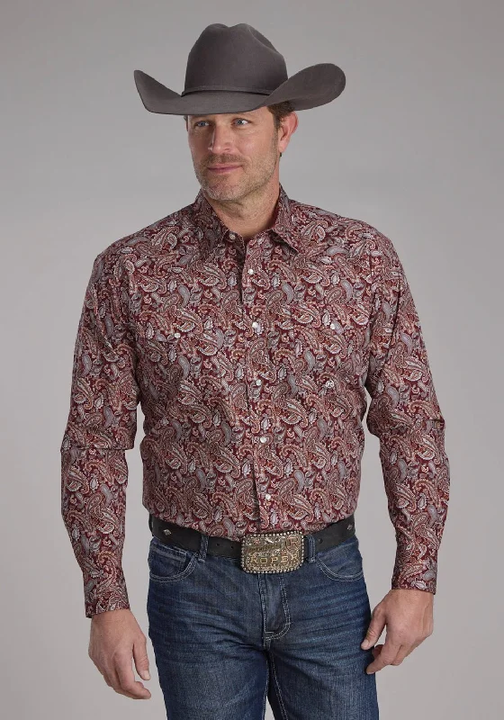 Men's Moisture - Wicking Performance Fabric Casual Shirts for Outdoor ActivitiesRoper Mens 2242 Sangria Paisley Wine 100% Cotton L/S Shirt Men's Moisture - Wicking Performance Fabric Casual Shirts for Outdoor ActivitiesRoper Mens 2242 Sangria Paisley Wine 100% Cotton L/S Shirt
