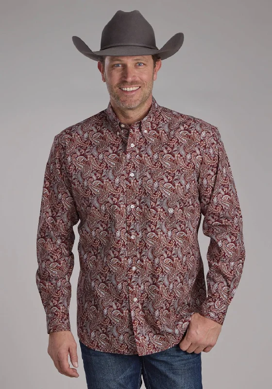 Men's Slim - Fit Printed Floral Casual Shirts in Pastel Colors for a Spring - Inspired VibeRoper Mens 2242 Sangria Paisley Wine 100% Cotton 1 Pkt L/S Shirt Men's Slim - Fit Printed Floral Casual Shirts in Pastel Colors for a Spring - Inspired VibeRoper Mens 2242 Sangria Paisley Wine 100% Cotton 1 Pkt L/S Shirt
