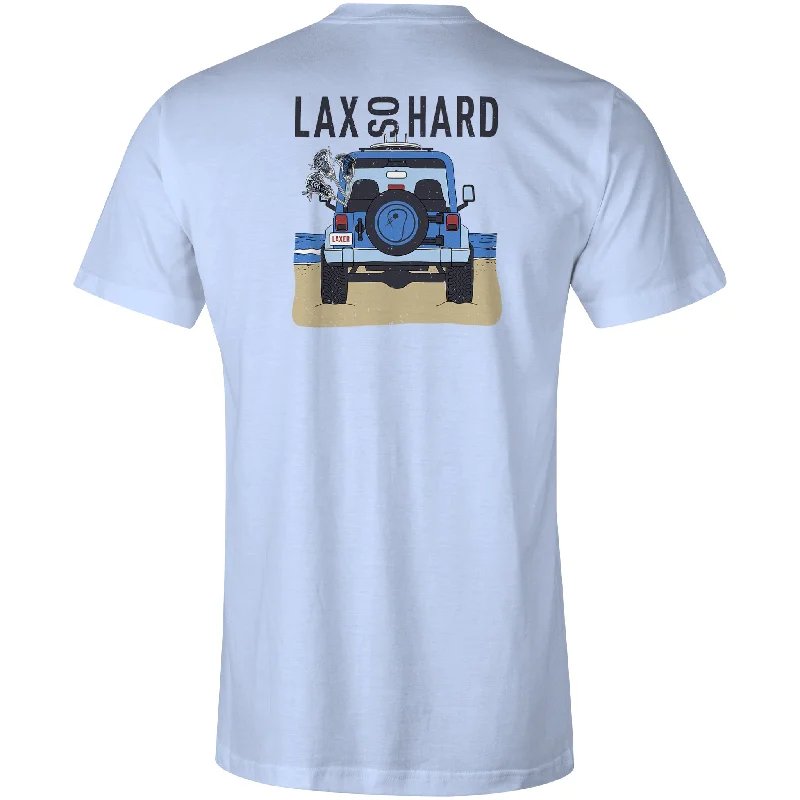 Men's Retro - Style Hawaiian Print Casual Shirts in Bold Patterns for a Tropical VacationMens Beach Lacrosse Jeep T-Shirt - Light Blue