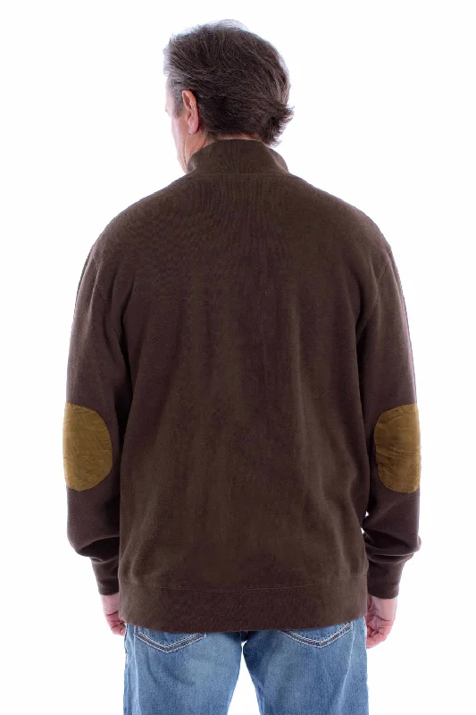 Men's Shearling - Lined Collar Casual Shirts in Brown for a Rustic and Warm AppealScully Mens Suede Elbow Button Chocolate Cotton Blend Pullover Sweater M