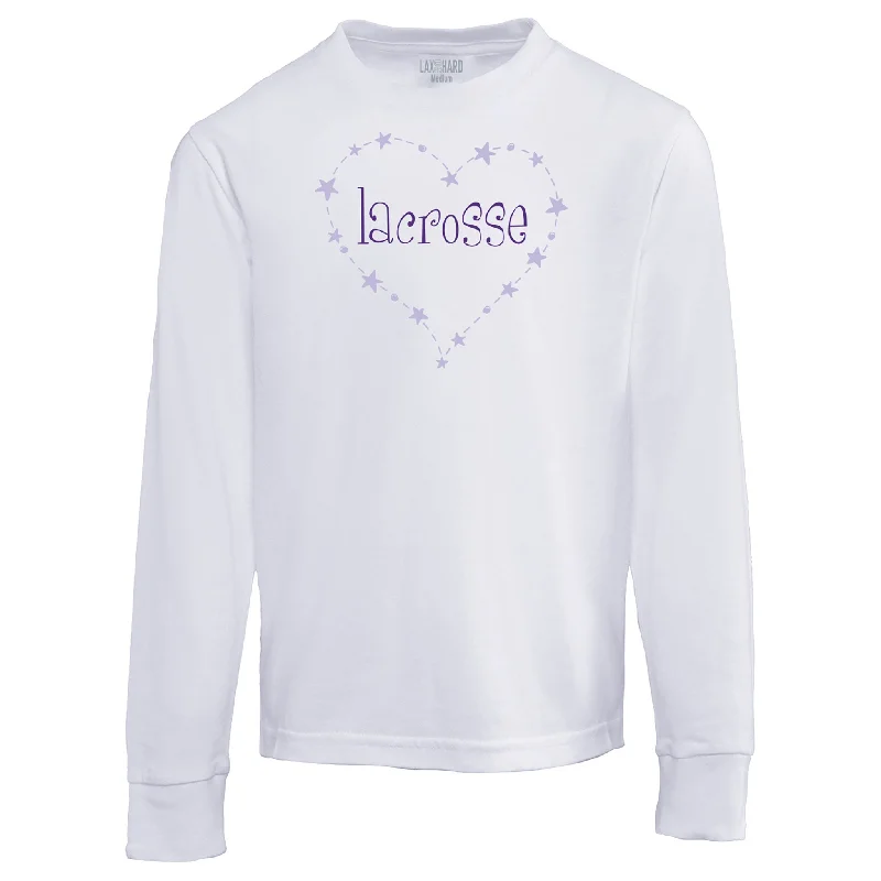 Men's Long - Line Oversized Casual Shirts in Dark Gray for a Relaxed and Modern LookGirls Lacrosse Heart Long Sleeve T-Shirt - White