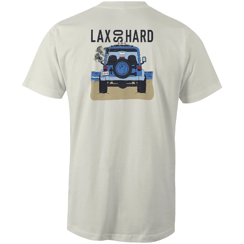 Plus Size Men's Striped Chambray Casual Shirts with a Spread Collar for a Preppy AppearanceMens Beach Lacrosse Jeep T-Shirt - Antique White