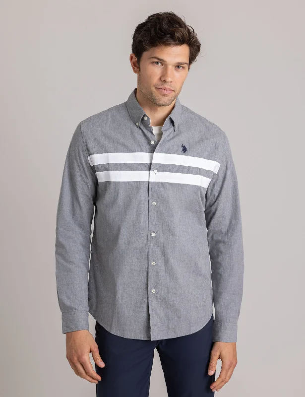 Men's Moisture - Wicking Performance Fabric Casual Shirts for Outdoor ActivitiesPEACHED HEATHER POPLIN LONG SLEEVE SHIRT Men's Moisture - Wicking Performance Fabric Casual Shirts for Outdoor ActivitiesPEACHED HEATHER POPLIN LONG SLEEVE SHIRT