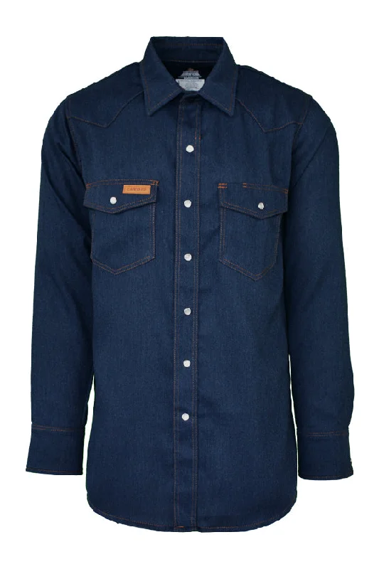 Men's Organic Cotton Casual Shirts with a Soft Handfeel for Everyday ComfortFR Modern Western Shirt made with 5oz. TecaSafe® One Inherent | Denim Navy