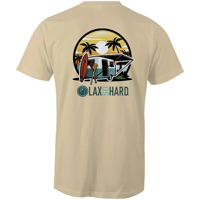Men's Retro - Style Hawaiian Print Casual Shirts in Bold Patterns for a Tropical VacationMens Lacrosse Camper T-Shirt - Cream