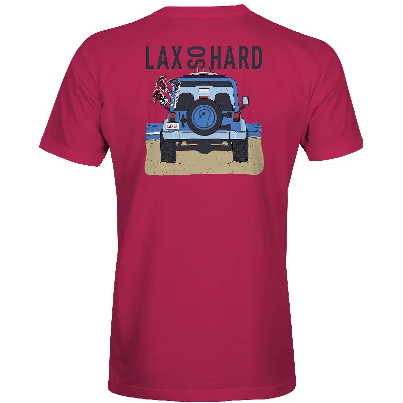 Men's Moisture - Wicking Performance Fabric Casual Shirts for Outdoor ActivitiesMens Beach Lacrosse Jeep T-Shirt - Fuchsia