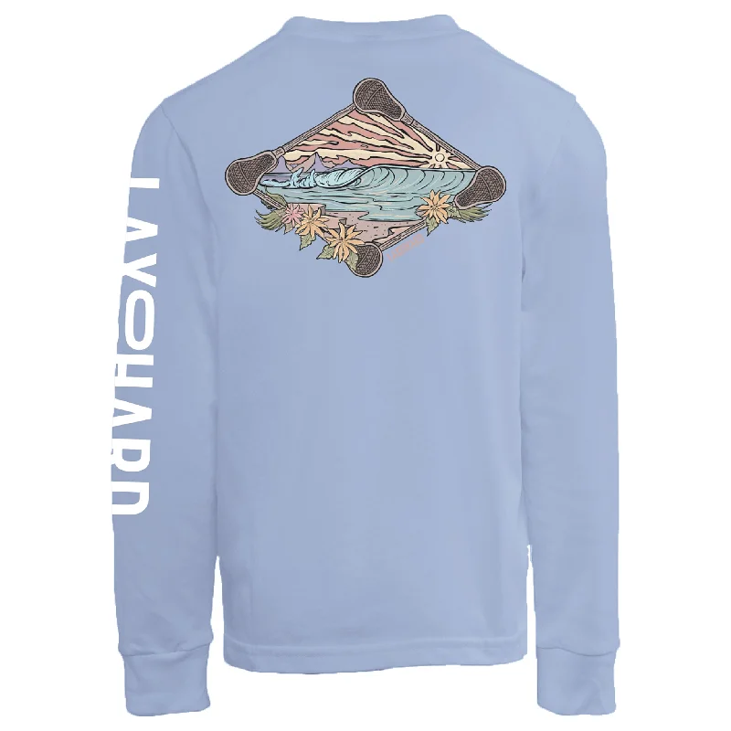 Men's Distressed Denim Casual Shirts with Frayed Edges for a Trendy and Rugged LookBoys Beach Lacrosse Long Sleeve T-Shirt - Light Blue