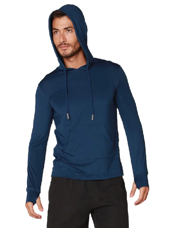 Men's Moisture - Wicking Performance Fabric Casual Shirts for Outdoor ActivitiesMen's Long Sleeve Hoodie in Navy