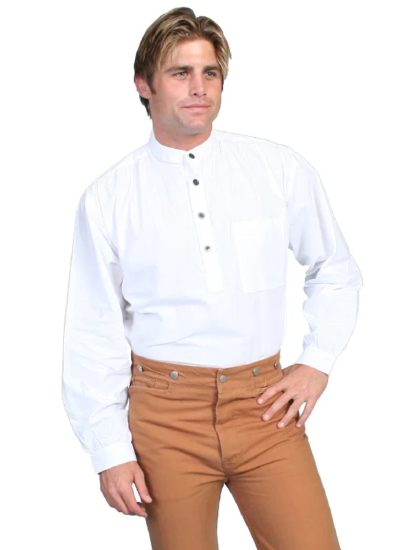 Men's Thermal - Lined Casual Shirts in Black for Added Warmth in Cold WeatherScully Rangewear Mens White 100% Cotton L/S Big Pullover Western Shirt