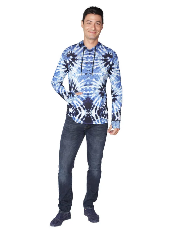 Men's Tailored Fit Checkered Casual Shirts in Multicolor for a Smart - Casual EnsembleMen's Long Sleeve Hoodie printed in tie-dye blues