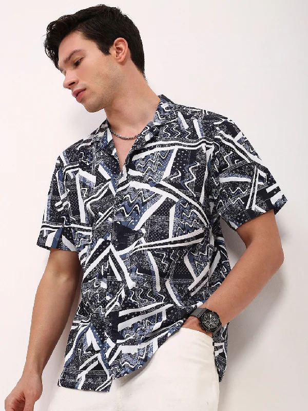 Plus Size Men's Striped Chambray Casual Shirts with a Spread Collar for a Preppy AppearanceMen Black Floral Cuban Collar Shirt Plus Size Men's Striped Chambray Casual Shirts with a Spread Collar for a Preppy AppearanceMen Black Floral Cuban Collar Shirt