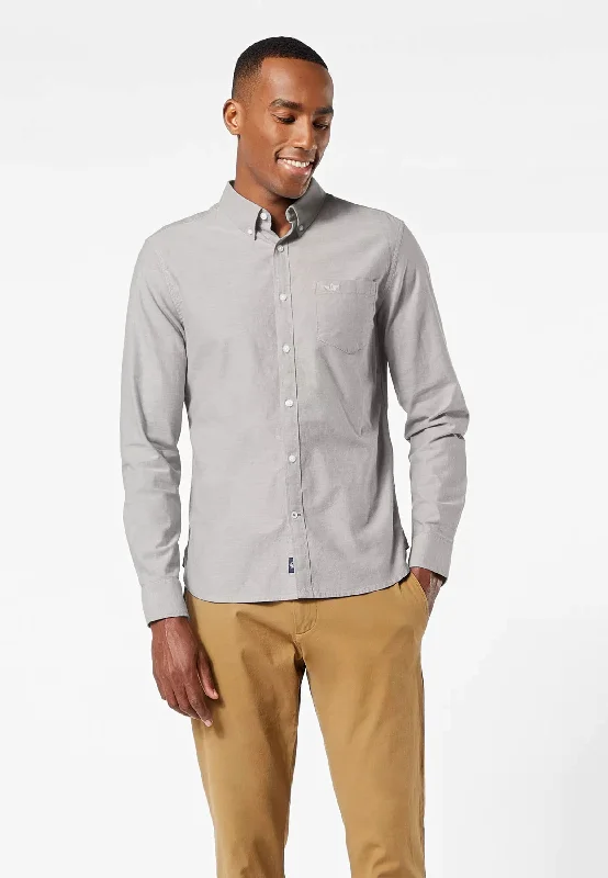 Plus Size Men's Striped Chambray Casual Shirts with a Spread Collar for a Preppy AppearanceStretch Oxford Shirt, Slim Fit Plus Size Men's Striped Chambray Casual Shirts with a Spread Collar for a Preppy AppearanceStretch Oxford Shirt, Slim Fit