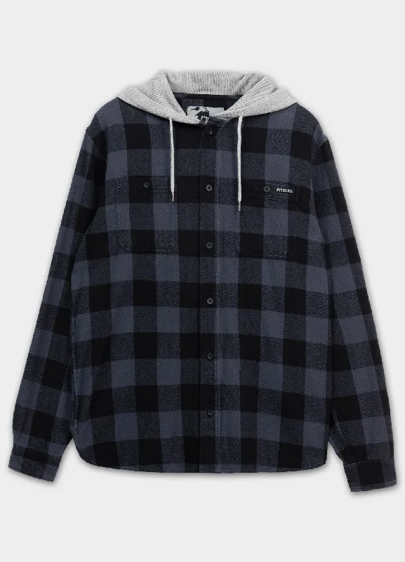 Men's Shearling - Lined Collar Casual Shirts in Brown for a Rustic and Warm AppealHooded Flannel Shirt Woodson Men's Shearling - Lined Collar Casual Shirts in Brown for a Rustic and Warm AppealHooded Flannel Shirt Woodson