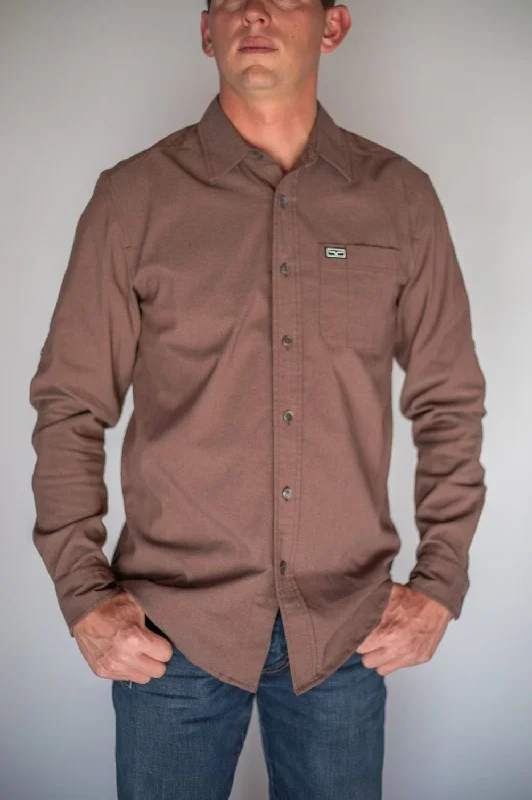 Men's Thermal - Lined Casual Shirts in Black for Added Warmth in Cold WeatherKimes Ranch Mens Cochise Oatmeal Heather Cotton blend L/S Shirt