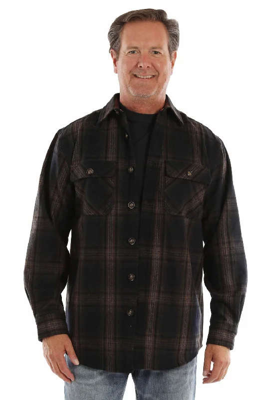 Men's Wrinkle - Resistant Polyester Blend Casual Shirts for Easy Travel and MaintenanceScully Mens Faux Suede Elbow Patches Black/Brown Wool Blend L/S Shirt